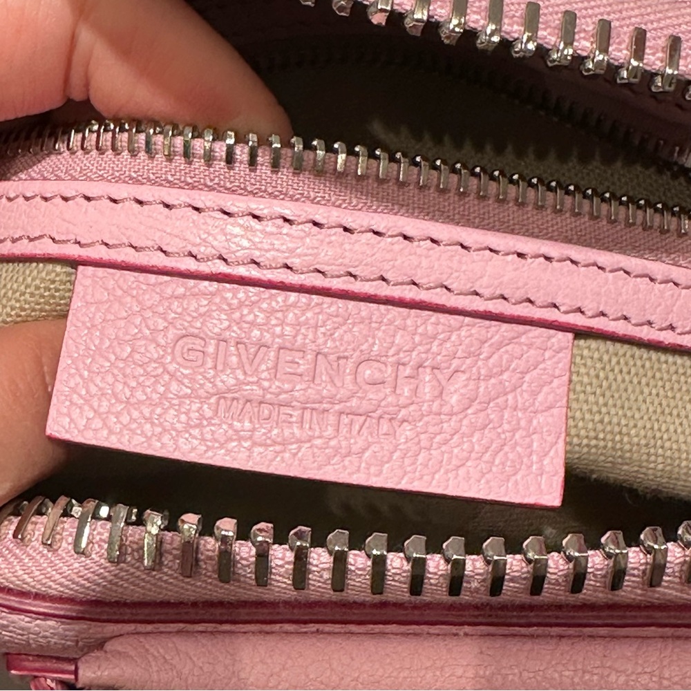 AUTH GIVENCHY PARIS PINK WHITE BICOLOR LEATHER MINI PANDORA BAG TOTE ZIP BAG - Picture 14 of 16